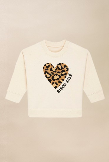 Sweat bébé Coeur léopard -...