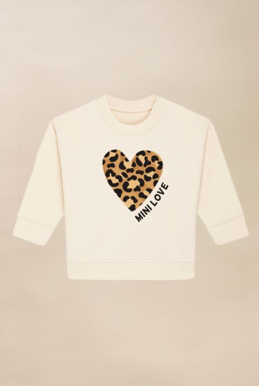 Sweat bébé Coeur léopard -...