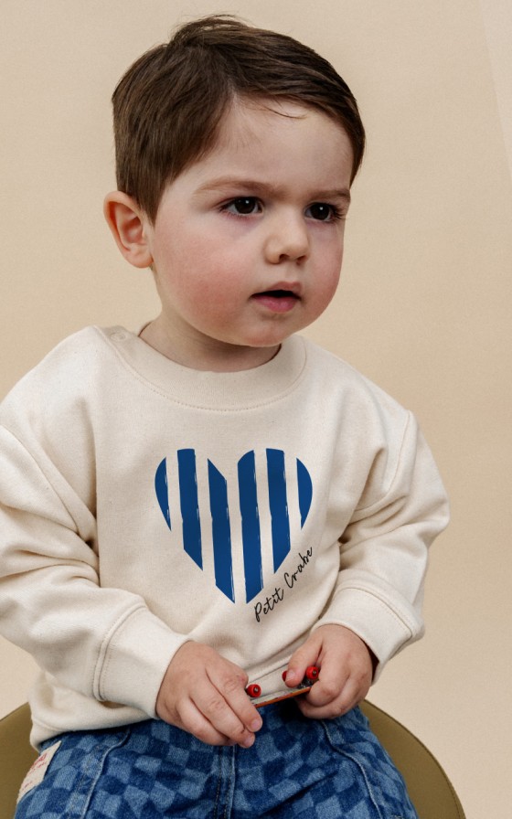 Sweat bébé Coeur marinière - Personnalisable