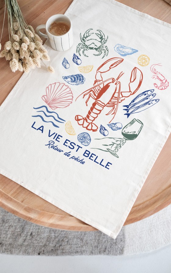 Torchon Retour de pêche - Personnalisable - Made in Bretagne