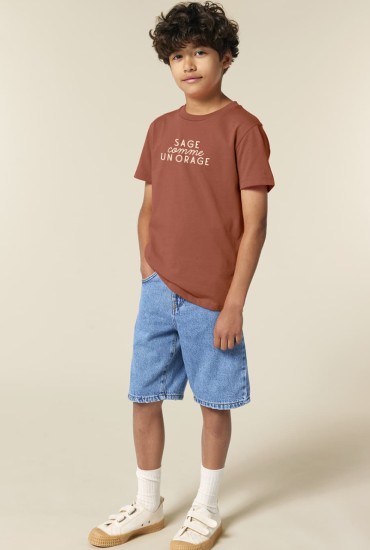 T-shirt enfant brodé Sage...