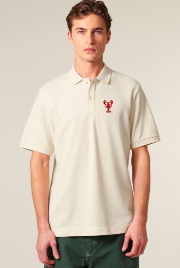 Polo homme brodé Homard beige