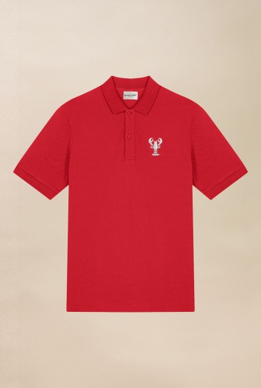Polo homme brodé Homard rouge