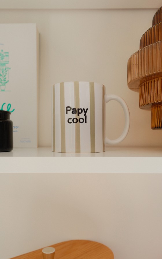 Mug rayures aquarelles Vert à message - Personnalisable