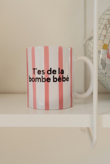 Mug rayures aquarelles Rose...