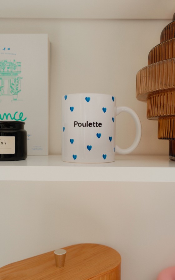 Mug all over coeurs bleu Message - Personnalisable