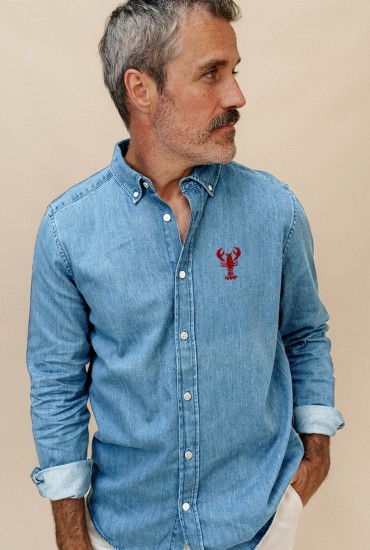 Chemise Denim clair brodée...
