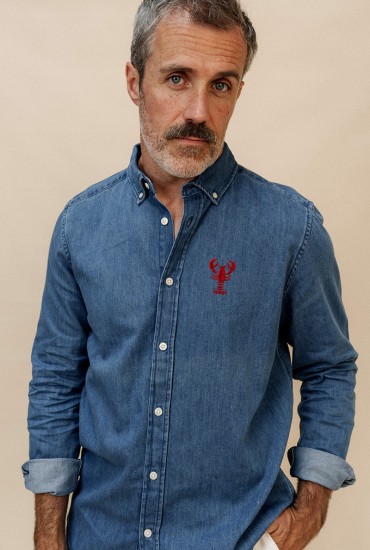 Chemise Denim foncé brodée...