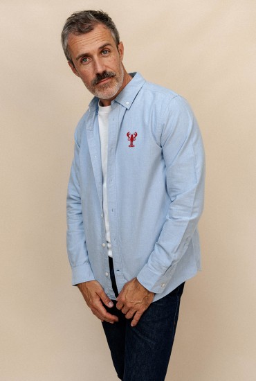Chemise Oxford ciel brodée...