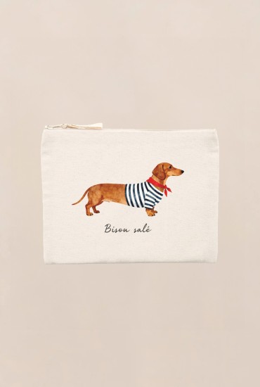 Pochette Teckel marinière