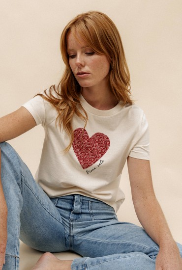 T-shirt femme Coeur bandana...