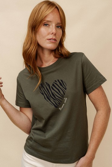 T-shirt femme Coeur Zèbre -...