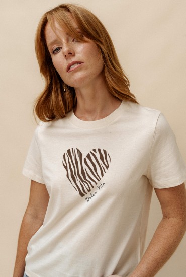 T-shirt femme Coeur Zèbre -...