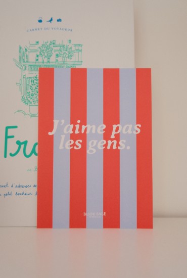 Carte postale rayée J'aime...