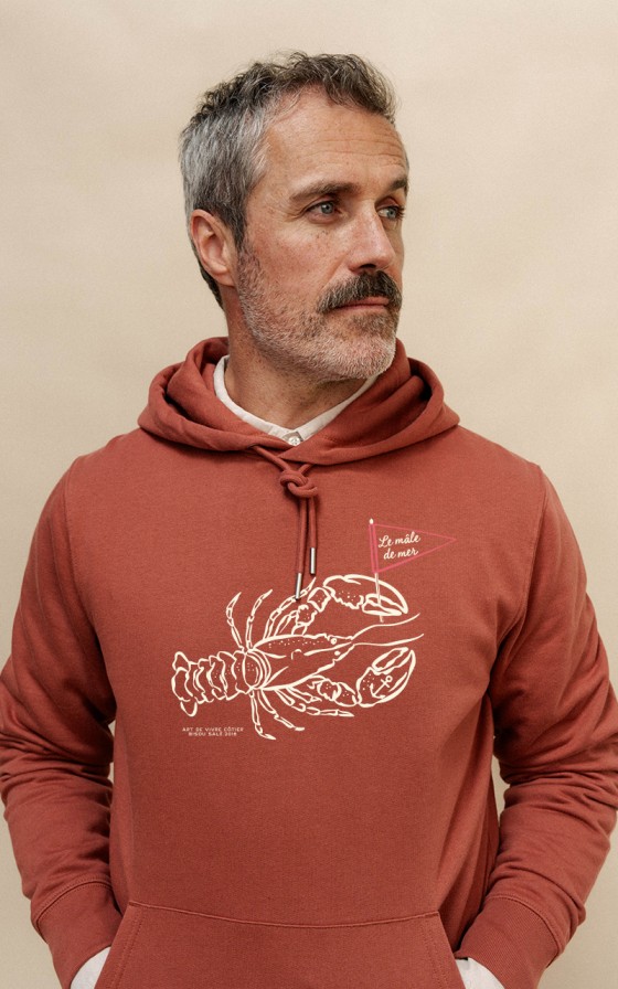 Sweat à capuche homme Grand homard drapeau - Personnalisable