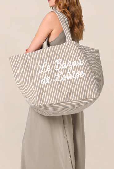 Cabas XL rayé Beige et...