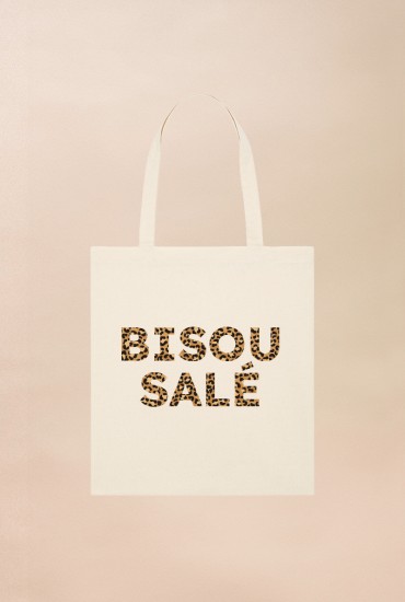 Totebag Texte léopard -...