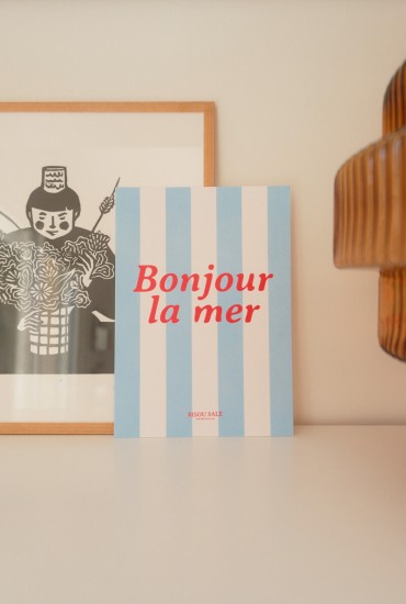 Carte postale rayée Bonjour...