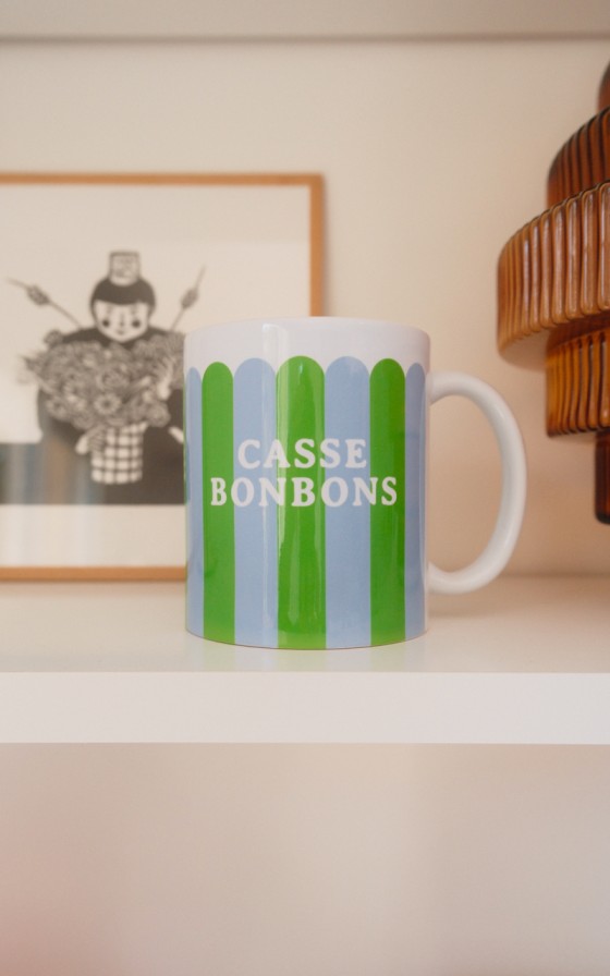 Mug festonné Vert et bleu à message - Personnalisable