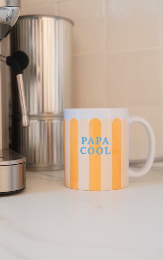 Mug festonné Jaune et beige à message - Personnalisable