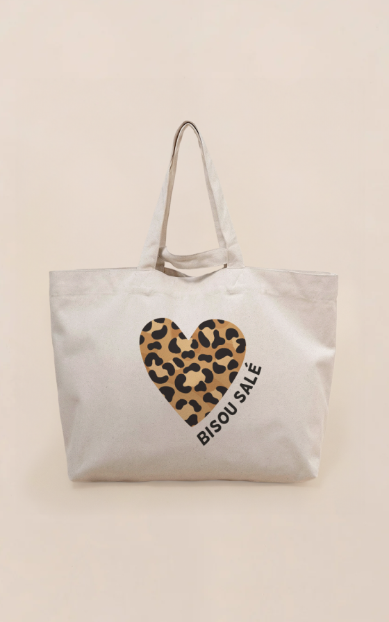Maxi cabas Coeur Léo - Personnalisable