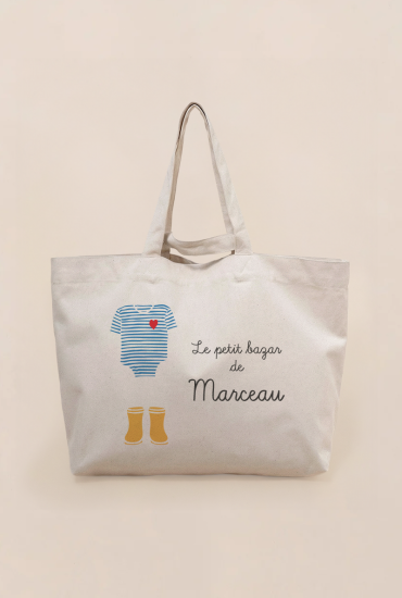 Maxi cabas bébé marinière -...