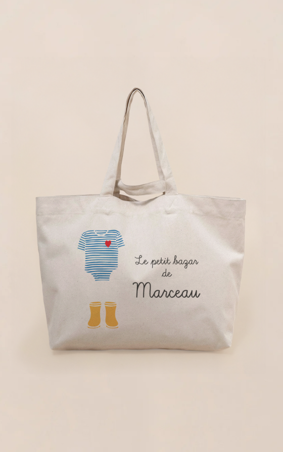 Maxi cabas bébé marinière - personnalisable