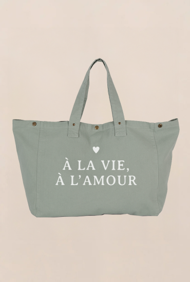 Grand cabas vert sage Coeur...