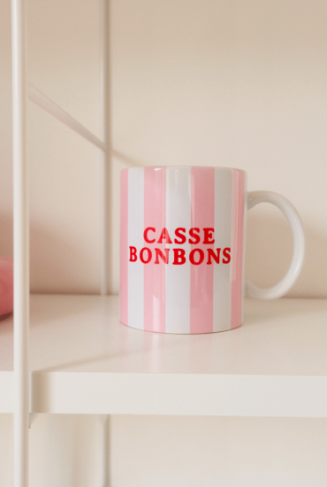 Mug rayures roses à message...