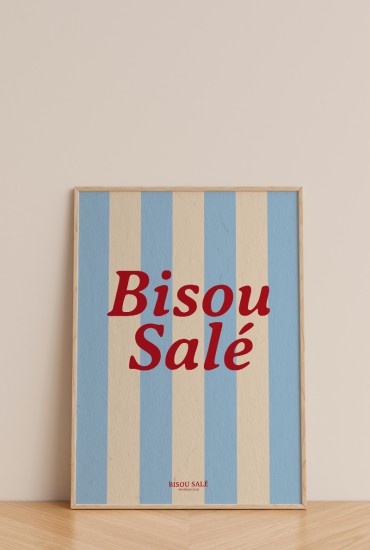 Affiche rayée Bisou salé