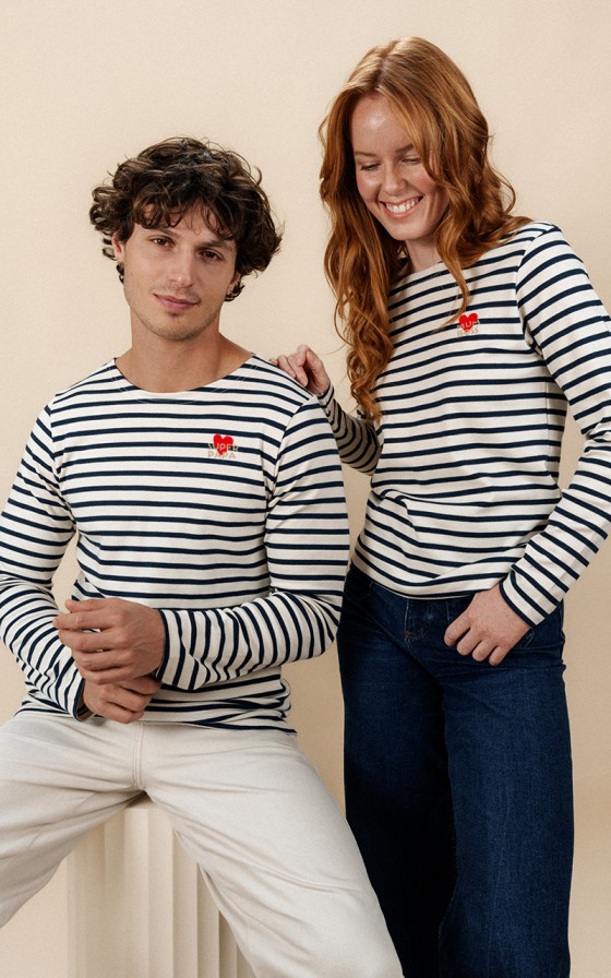 DUO Marinière traditionnelle - Grand amour - Personnalisable