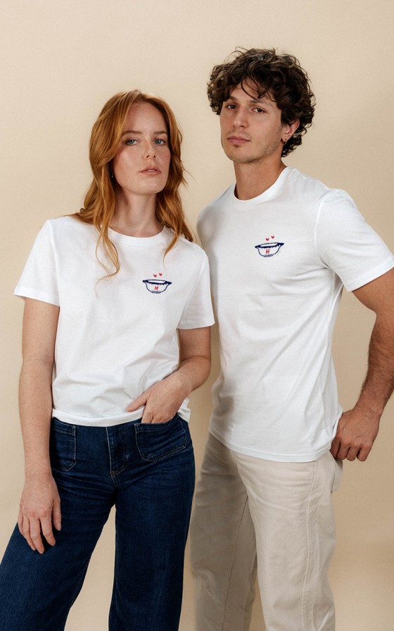 DUO T-shirt Adultes blanc - Bols bretons - Personnalisables