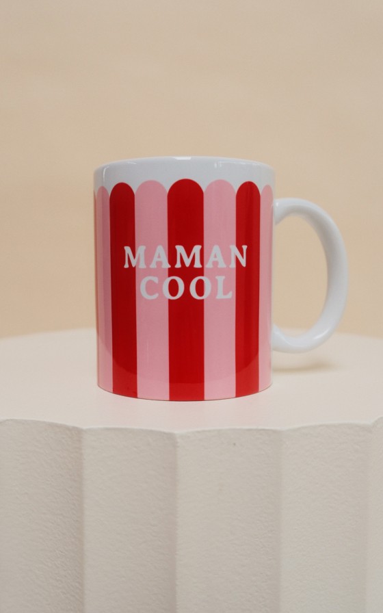 Mug festonné Rose et rouge à message - Personnalisable