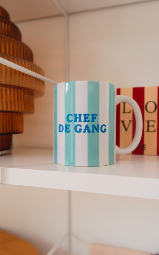 Mug rayures vertes à message - Personnalisable