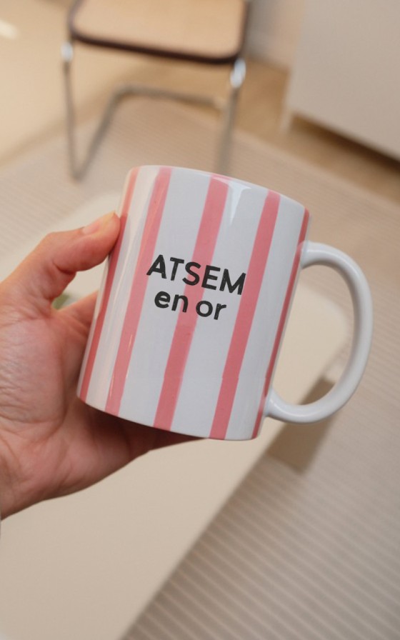 Mug rayures aquarelles à message - Personnalisable