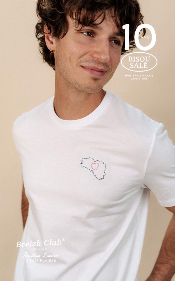 RÉÉDITION 10 ANS - T-shirt homme brodé Bretagne coeur