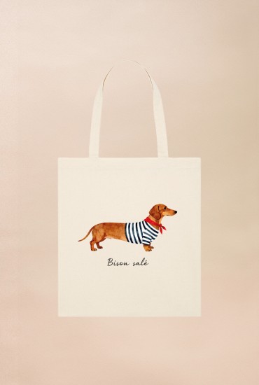 Totebag Teckel marinière