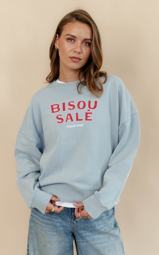 Sweat vintage femme Bisou salé - Personnalisable