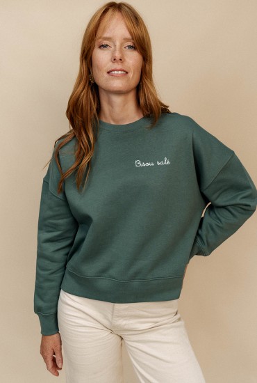 Sweat femme brodé Bisou salé