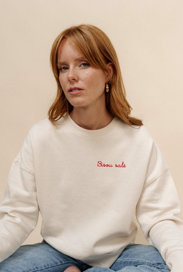 Sweat femme brodé Bisou salé