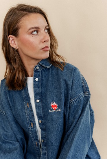 Sur-chemise denim femme...