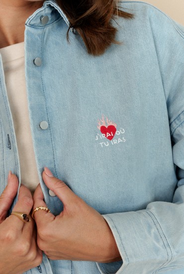 Sur-chemise denim femme...