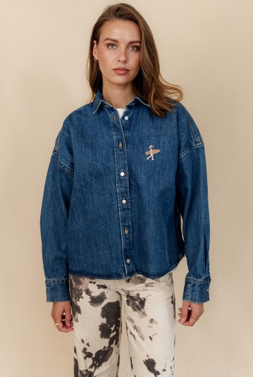Sur-chemise denim femme...