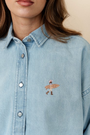 Sur-chemise denim femme...