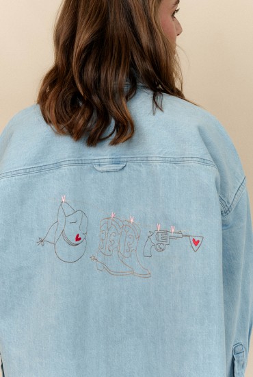 Sur-chemise denim femme...