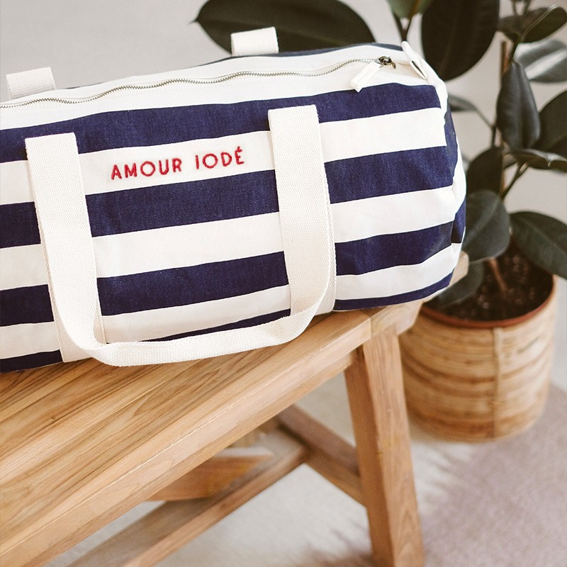 Sac week end marinière brodé Amour iodé