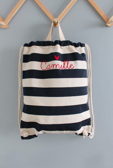 Sac à dos marinière - Broderie personnalisable