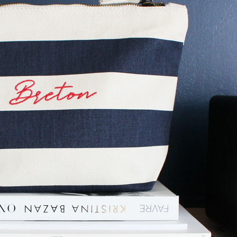 Pochette marinière brodée Breton