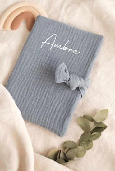 Protège carnet de santé Bleu - Personnalisable