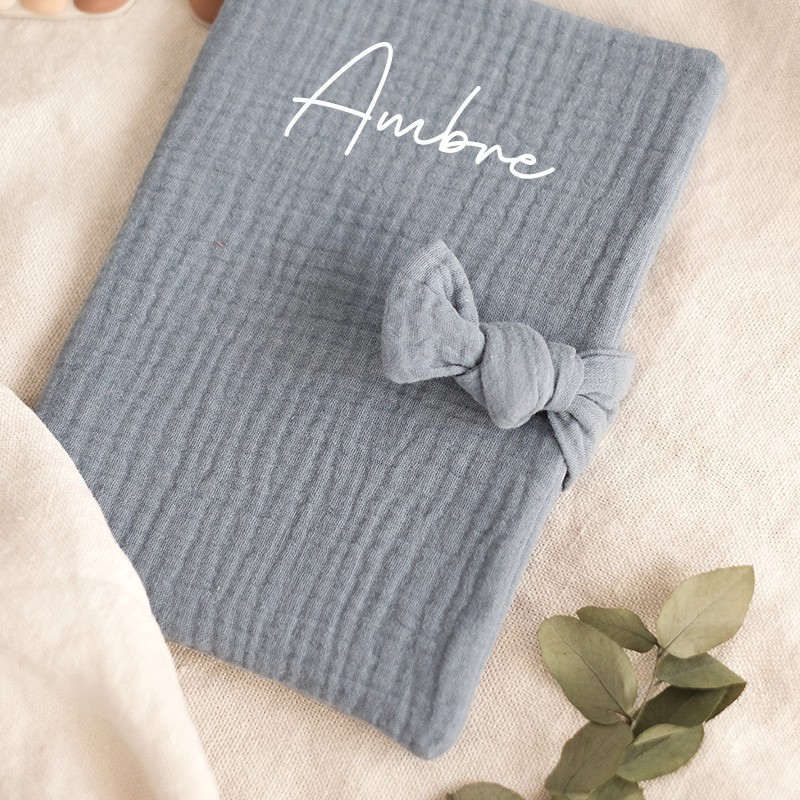 Protège carnet de santé Bleu - Personnalisable